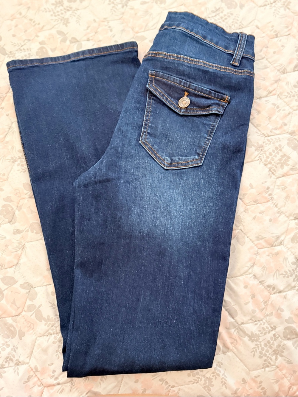 Dark Wash Denim Jeans - Pocket Flap Detail